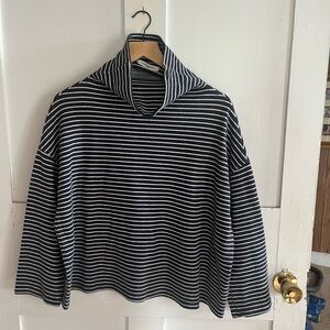 Emerson Fry Navy and White Striped Turtleneck